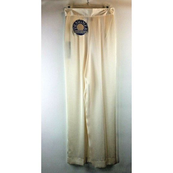 IB Diffusion VTG Ivory Satin Pleated Pants 10 - Picture 5 of 9